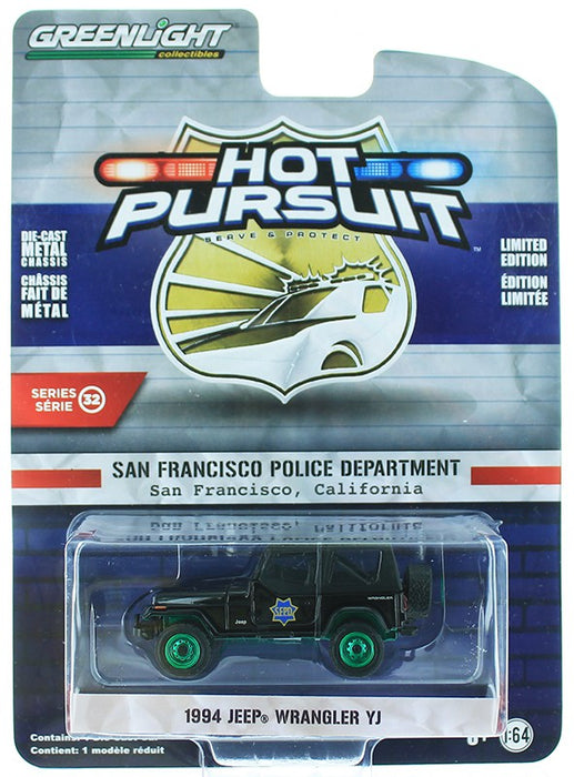 1994 Jeep Wrangler (YJ) - Service de police de San Francisco  - Hot Pursuit série 32 Greenlight 42890 D  1-64