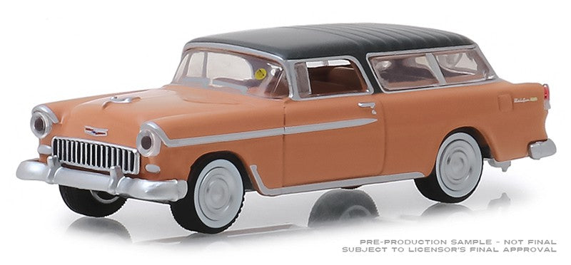 1955 Chevrolet Nomad in Shadow Gray & Coral - Mecum Auctions Series 3 - 1-64 Greenlight -  337170 A -  Passion Diecast