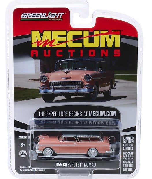 1955 Chevrolet Nomad in Shadow Gray & Coral - Mecum Auctions Series 3 - 1-64 Greenlight -  337170 A -  Passion Diecast