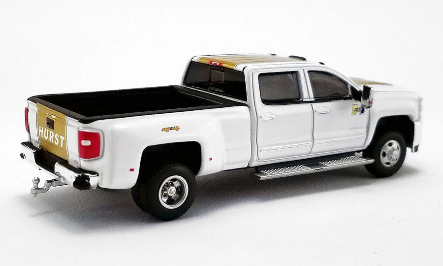 Hurst Performance - 2018 Chevrolet 3500 Dually Pickup with  Camaro SS on Trailer - Acme 1/64 -  51323 - Passion Diecast 