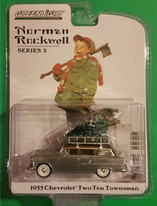 1955 Chevrolet 210 Townsman with Christmas Tree Accessory  - Norman Rockwell Series 2 - 1-64 greenlight 54020 B Passion Diecast