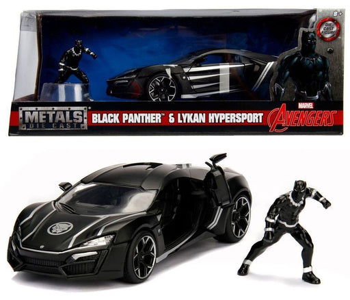 Lykan Hypersport in Black with Black Panther  Figure  -  Jada 1/24 - 99723 - Passion Diecast 