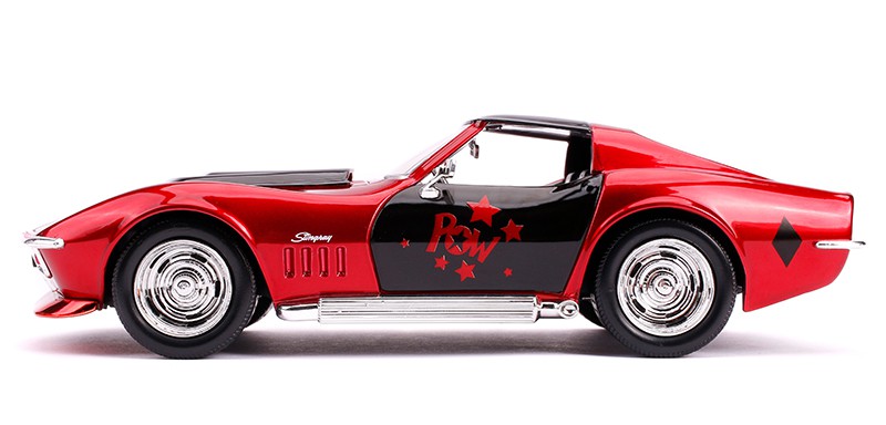 1969 Corvette Stingray with Harley Quinn Figure -  Jada 1/24 - 31196  - Passion Diecast 
