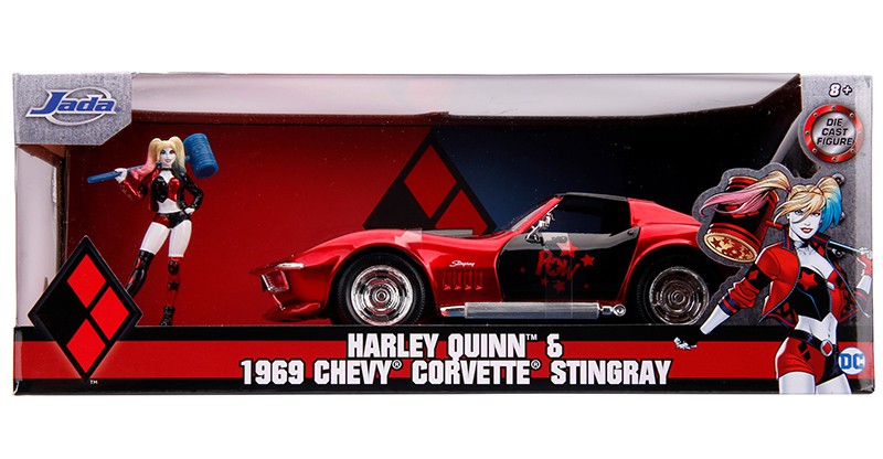 1969 Corvette Stingray with Harley Quinn Figure -  Jada 1/24 - 31196  - Passion Diecast 