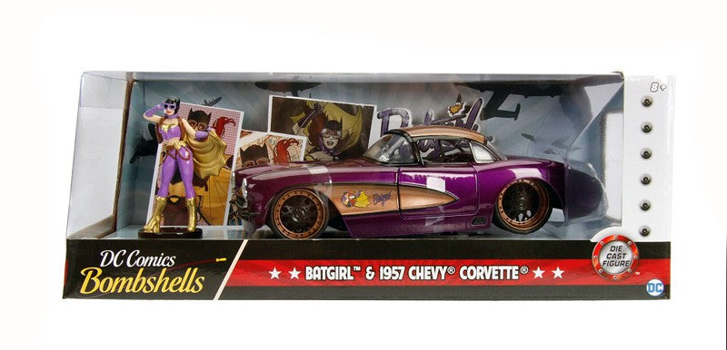 1957 Chevrolet Corvette with Batgirl Figure -  Jada 1/24 - 30457  - Passion Diecast 