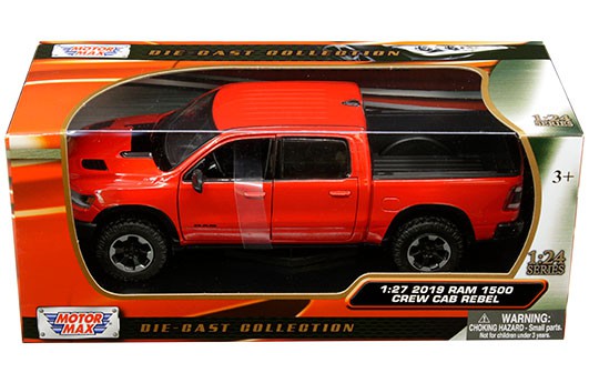 2019 Dodge Ram 1500 Rebel Pickup Truck Red Diecast Model - Motormax 1/24 - 79358 RD - Passion Diecast 