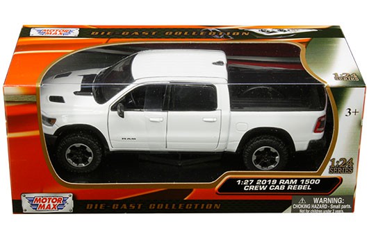 2019 Dodge Ram 1500 Rebel Pickup Truck White Diecast Model - Motormax 1/24 - 79358 WH- Passion Diecast