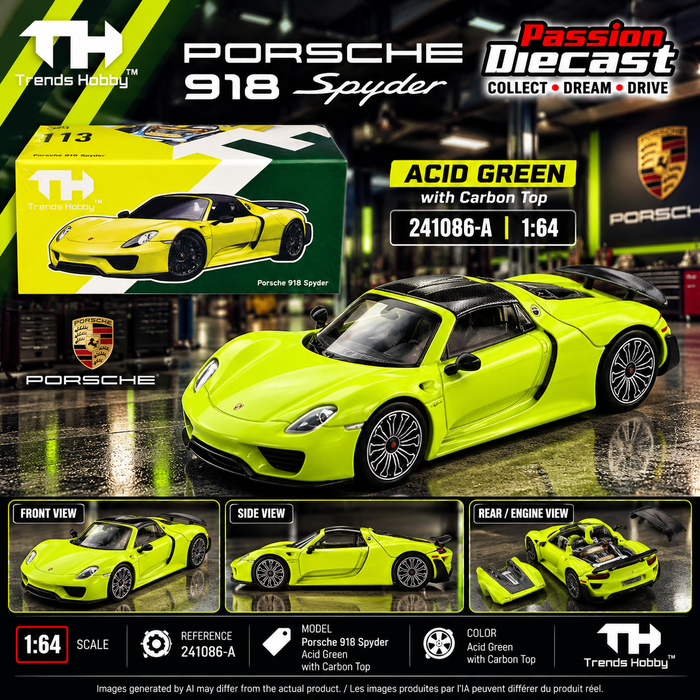 Porsche 918 Spyder Acid Green — affiche IA / AI poster