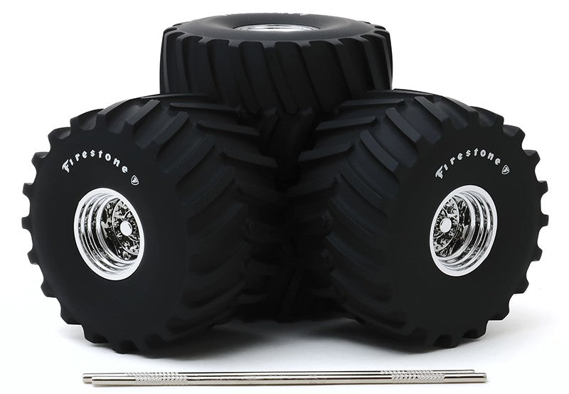 Firestone - 66-Inch Monster Truck Wheel and Tire Set Greenlight  1/18 13558  - Passion Diecast 