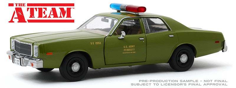 1977 Plymouth Fury -US Army Police -The A-Team -  Greenlight 1/24 , 84102  Passion Diecast 