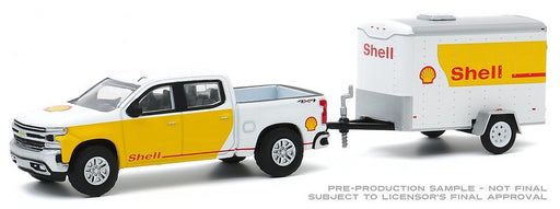 2019 Chevrolet Silverado  Shell Oil Aviation Service with Cargo Trailer - Hitch & Tow 20, 1/64 Greenlight - 32200 D
