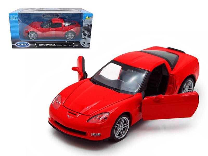 2007 Chevrolet Corvette Red  -  Welly 1/24 - 22504 RD - Passion Diecast 