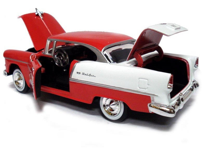 1955 Chevrolet  Bel Air   Red and White - Motormax 1/24 - 73229 RD -  Passion Diecast