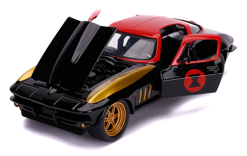 1963 Chevrolet Corvette with Black Widow Figure -  Jada 1/24 - 31749  - Passion Diecast 