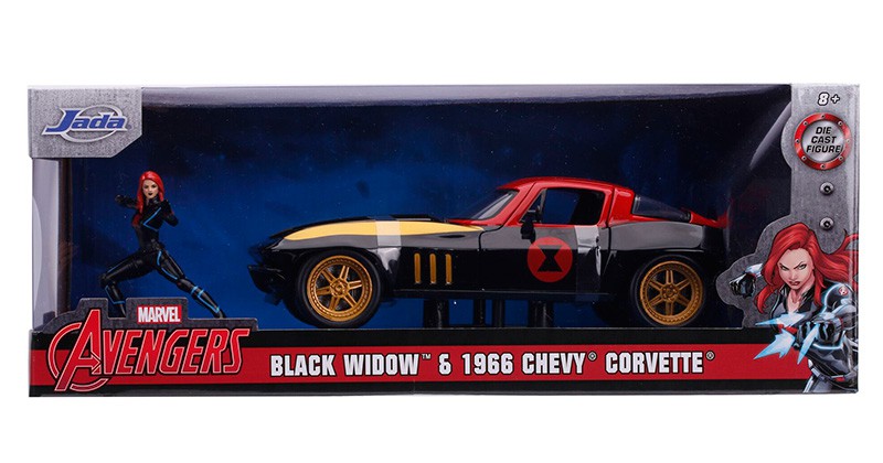 1963 Chevrolet Corvette with Black Widow Figure -  Jada 1/24 - 31749  - Passion Diecast 
