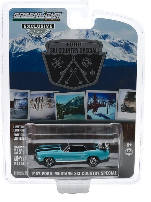 1967 Ford Mustang Coupe "Ski Country Special"  Turquoise - Greenlight 1/64 Hobby Exclusive - 30154  -  Passion Diecast 
