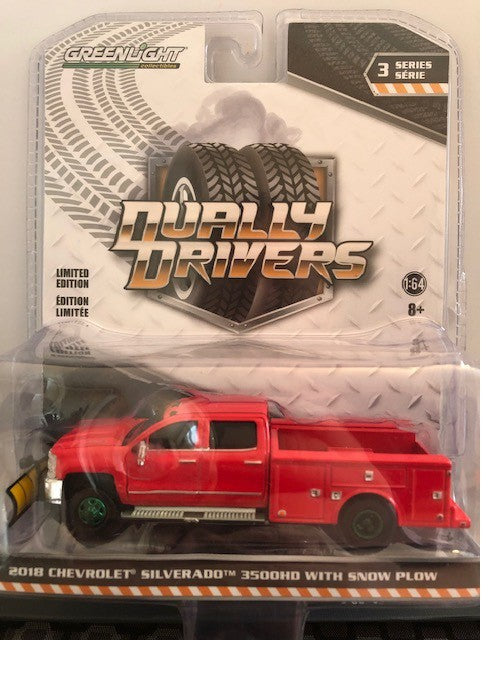 2018 Chevrolet Silverado 3500 Dually Service Bed with Snow Plow,Dually Drivers  3  - 1-64  GREENMACHINE - 46030 AGR