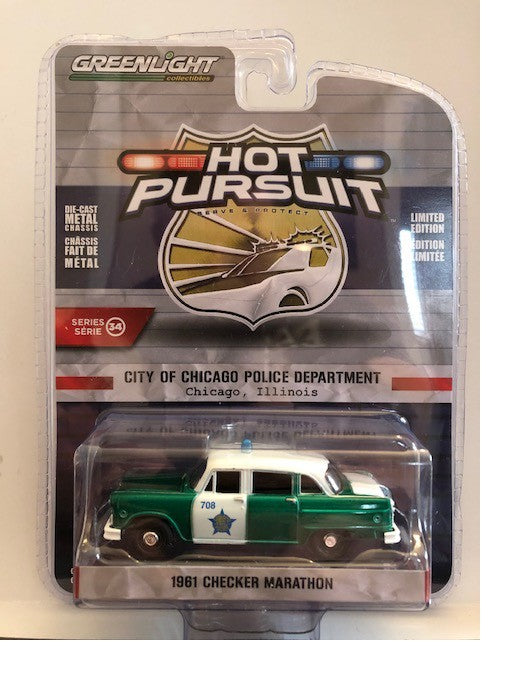 1961 Checker Marathon - Chicago Police Department - Hot Pursuit Series 34 - 1-64 GREENMACHINE 42910 BGR