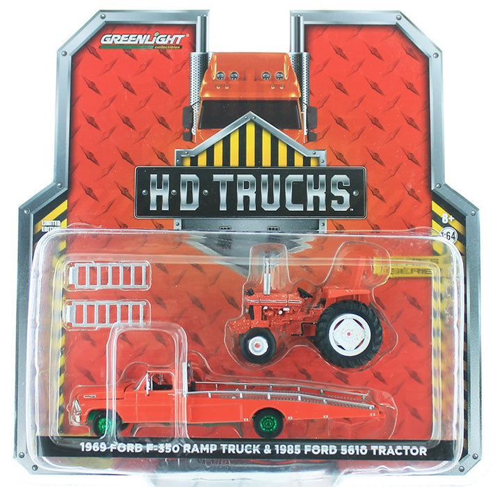 1969 Ford F-350 Ramp Truck with Unrestored 1985 Ford 5610 Tractor H.D. Trucks Series 16  1-64 GREENMACHINE 33160 AGR