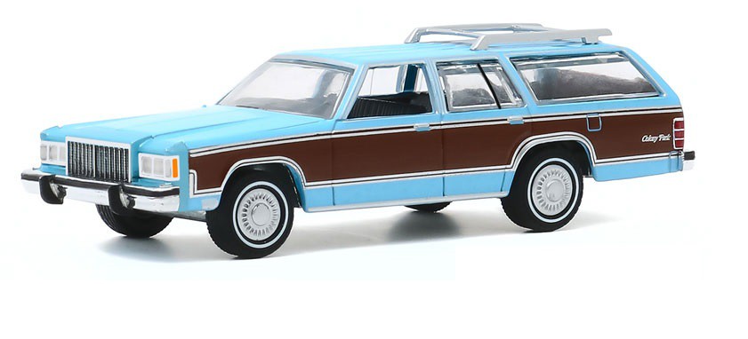 1983 Mercury Grand Marquis Colony Park Blue  - Estate Wagons Series 5 - 1/64  Greenlight - 29990 F - Passion Diecast 