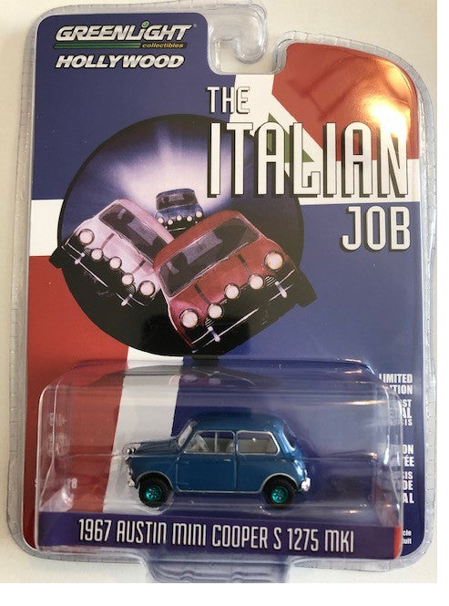 1967 Austin Mini Cooper S 1275 MkI in Blue - The Italian Job (1969) - Hollywood Série 28 - 1-64 GREENMACHINE 44880 AGR