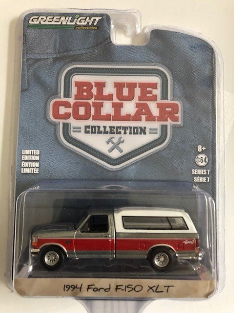 1994 Ford F-150 XLT with Camper Shell in Red and White  - Blue Collar  Series 7 -GREENMACHINE 1/64, 35160 EGR