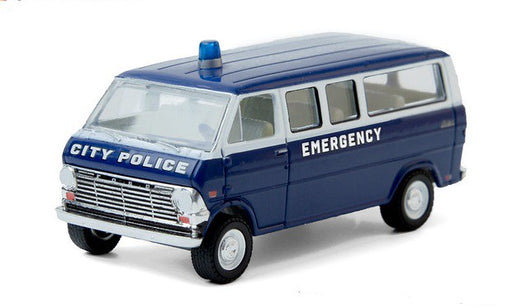 1969 Ford Club Wagon - City Police Emergency  - greenlight 1/64  Hobby Exclusive - 30209  - Passion Diecast 