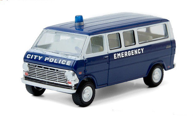 1969 Ford Club Wagon - City Police Emergency  - greenlight 1/64  Hobby Exclusive - 30209  - Passion Diecast 