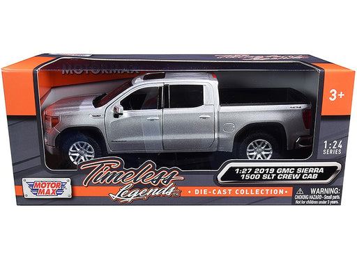 2019 GMC Sierra 1500 SLT Crew Cab Pickup Truck Silver Metallic - Motormax 1/24 - 79361 SIL - Passion Diecast 