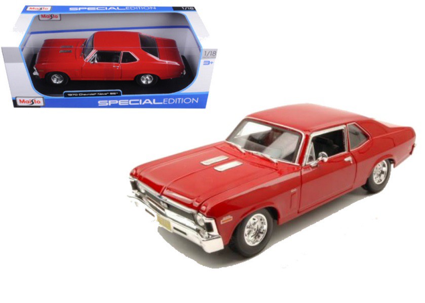 1970 Chevrolet Nova SS Rouge  - Maisto 1/18 - 31132 RD - Passion Diecast 