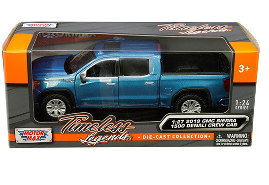 2019 GMC Sierra 1500 Denali Crew Cab Blue Metallic - Motormax 1/27 - 79362 BL - Passion Diecast 