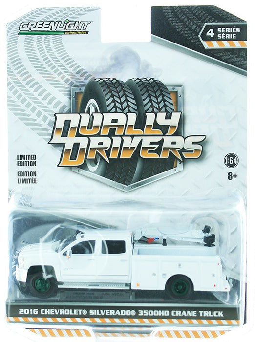 2016 Chevrolet Silverado 3500 Dually Crane Truck - Dually Drivers Series 4 - 1-64  Greenlight  - 46040 A