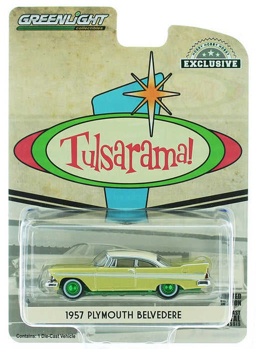 1957 Plymouth Belvedere - Desert Gold  - "Tulsarama" 1957 Underground Vault - GREENMACHINE 1/64 - Hobby Exclusif - 30157GR