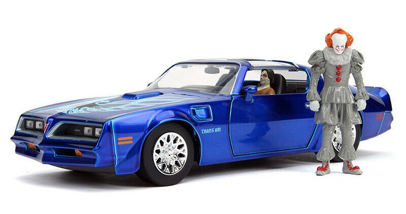 IT - Pontiac Firebird Blue - with Pennywise & Henry Bower's figures -  Jada 1/24 - 31118 - Passion Diecast 