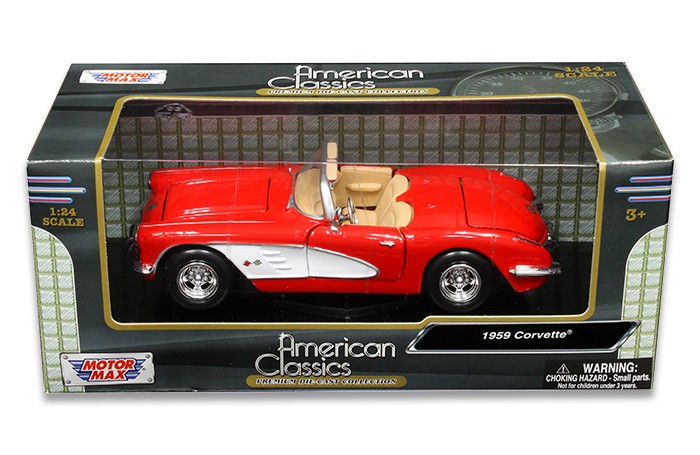 1959 Chevrolet Corvette Convertible Red - Motormax 1-24 - 73216 RD - Passion Diecast 