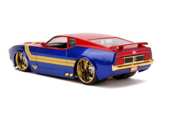 1973 Ford Mustang Mach 1  with  Captain Marvel  Figure - Marvels Avengers - Jada 1/24 - 31193 - Passion Diecast 