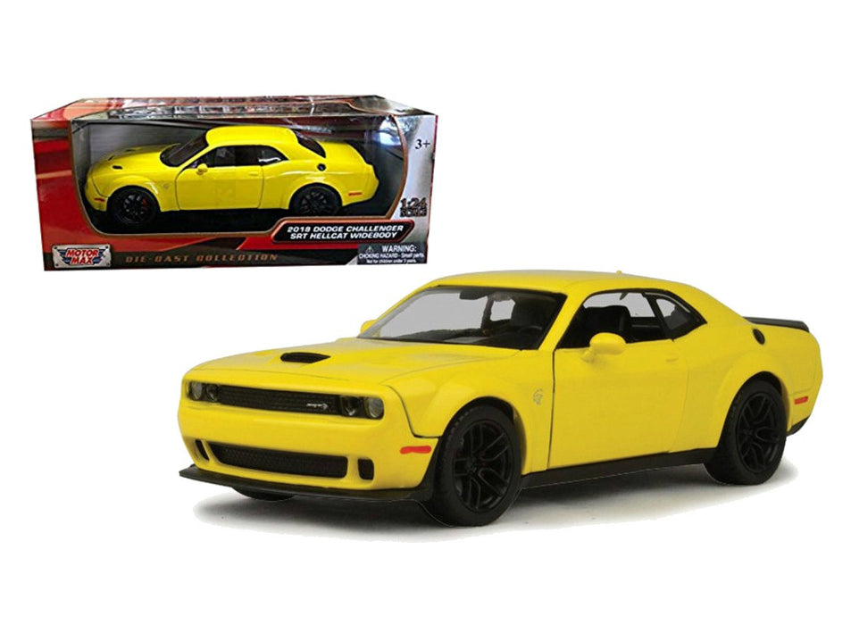 2018 Dodge Challenger SRT Hellcat Widebody Yellow - Motormax 1/24 - 79350 YL - Passion Diecast 
