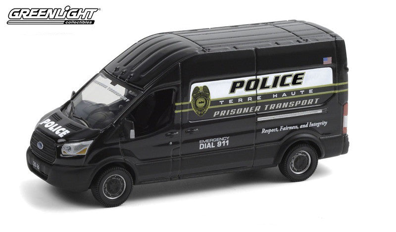 2020 Ford Transit LWB High Roof - Terre Haute, Indiana Police Prisoner Transport - greenlight 1/64  Hobby Exclusive - 30212