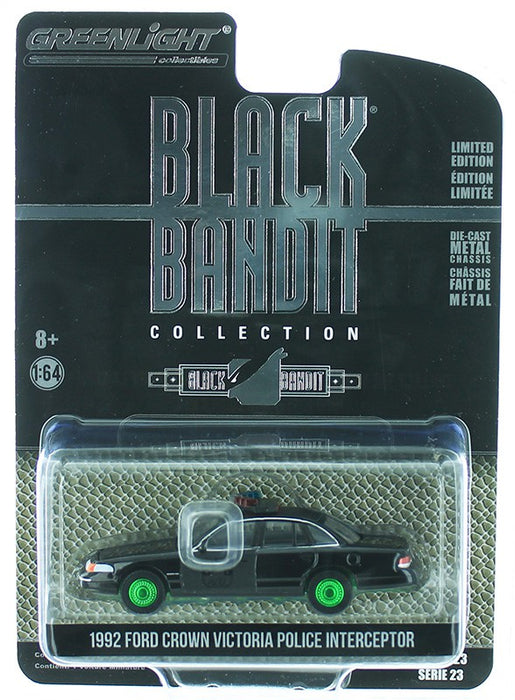 1992 Ford Crown Victoria Police Interceptor  - Black  Bandit  Series 23,  1-64 GREENMACHINE 28030 EGR
