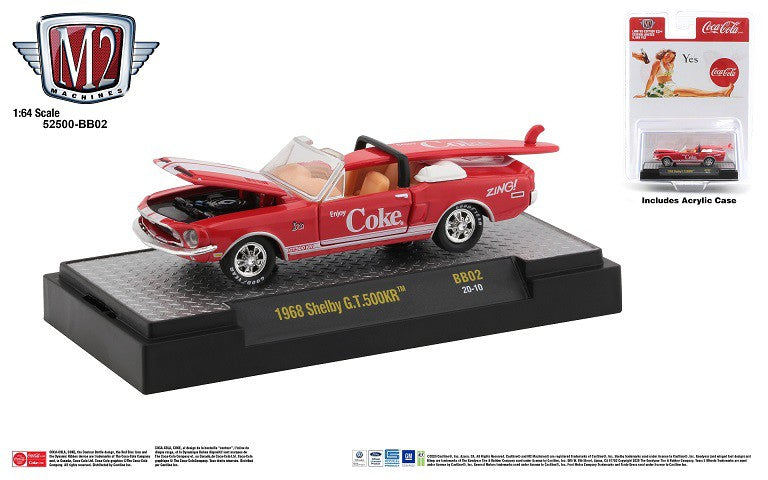1968 SHELBY GT500KR Coca Cola With Surf Board -  M2  1:64  - 52500-BB02 - Passion Diecast 