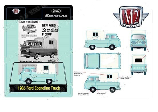 1965 Ford Econoline With Camper Shell  -   M2 Machines 1:64 Hobby Exclusive - 31500 HS16 - Passion Diecast 