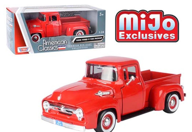 1956 Ford F-100 Pickup Red - Motormax 1/24 - 73235 RD  - Passion Diecast 