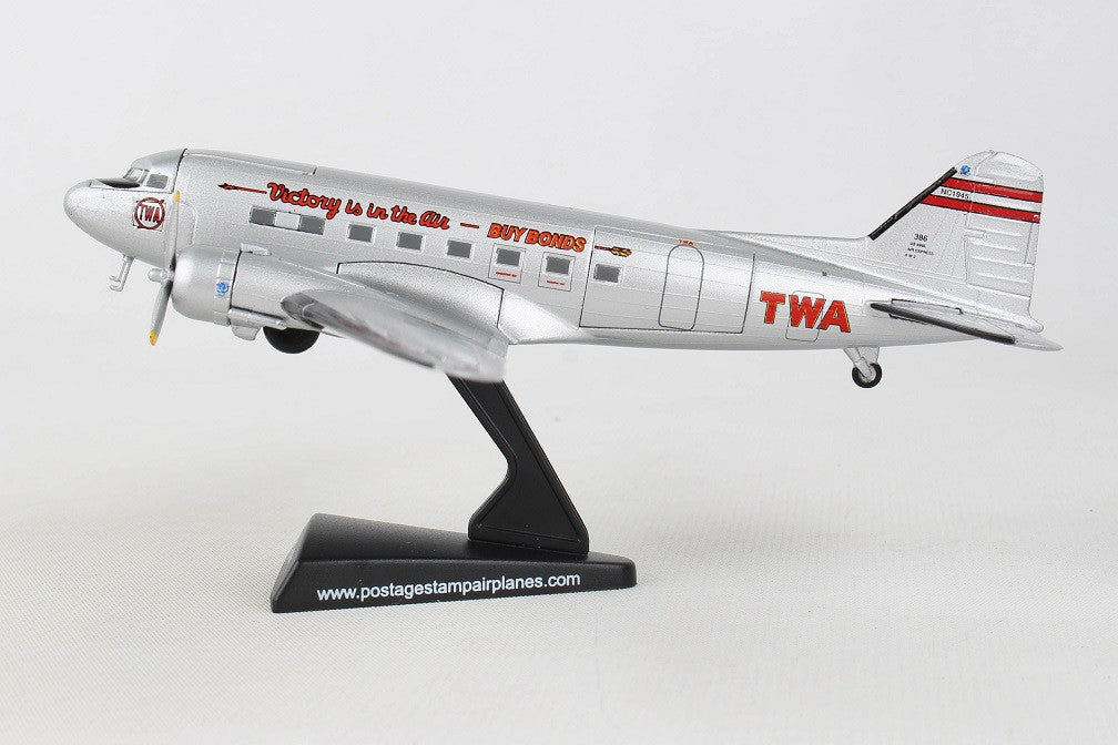 Douglas DC-3 TWA / POSTAGE STAMP 1/144  PS5559-4 - Passion Diecast   