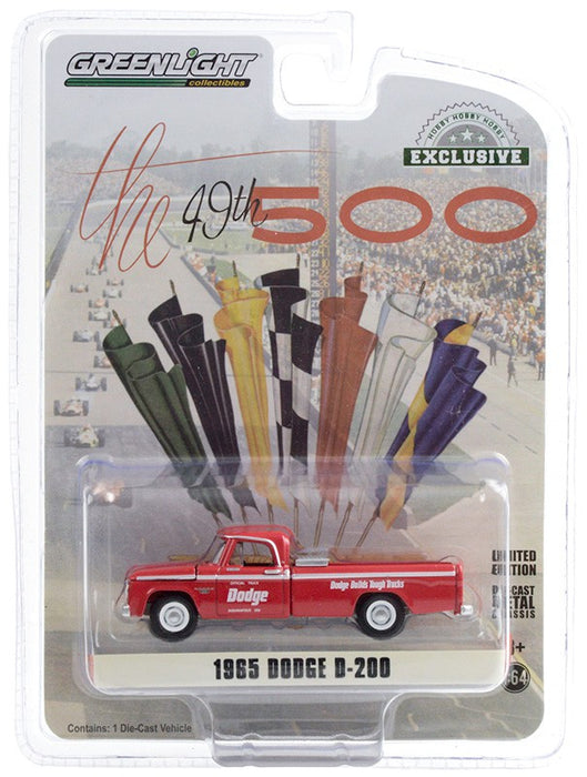 1965 Dodge D-200 49th  500 Mile  Official Truck -  greenlight 1/64 - Hobby Exclusif - 30184 -  Passion Diecast 