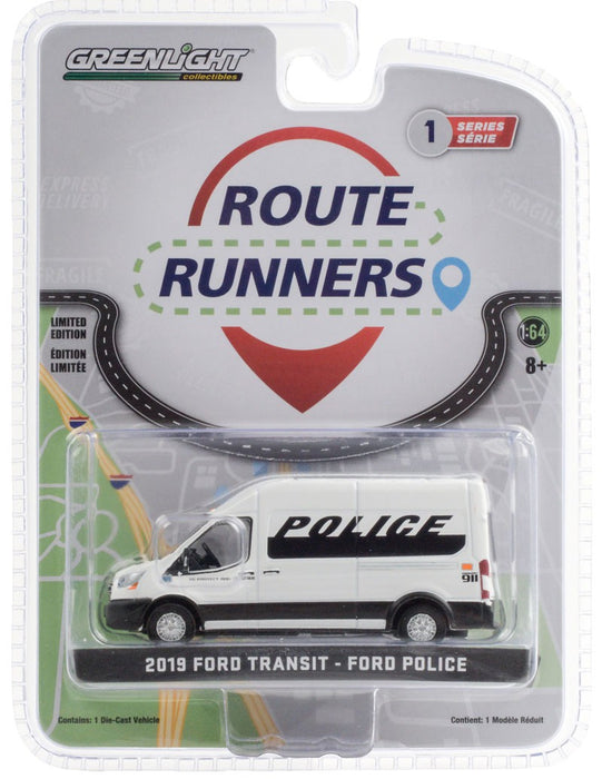 2019 Ford Transit LWB - Police Prisoner Transport Vehicle - Route Runners Series 1- Greenlight 1-64 - 53010 D - Passion Diecast
