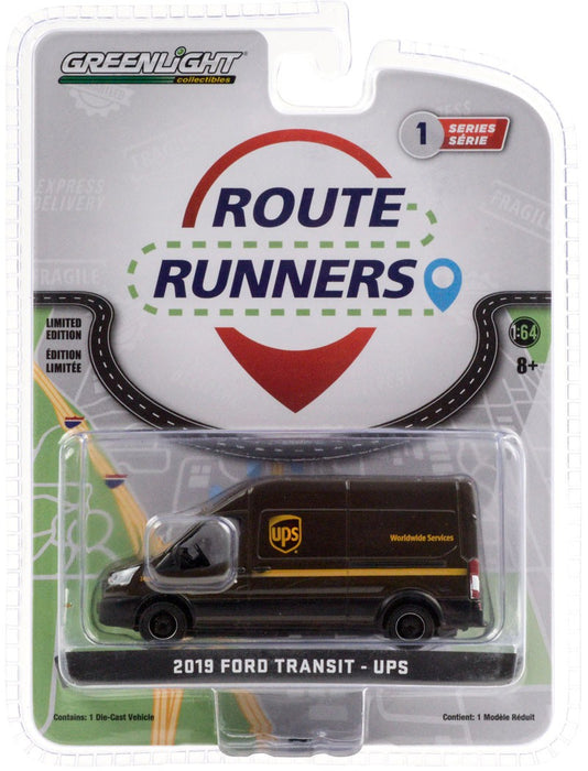 2019 Ford Transit LWB - United Parcel Service (UPS) - Route Runners Series 1-  Greenlight 1-64  -  53010 E - Passion Diecast