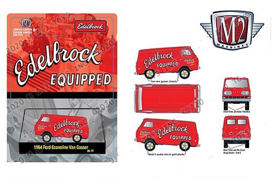 1965 Ford Econoline Van  Gasser Edelbrock  -  M2 Machines 1:64 Hobby Exclusive - 31600-GS07 - Passion Diecast 
