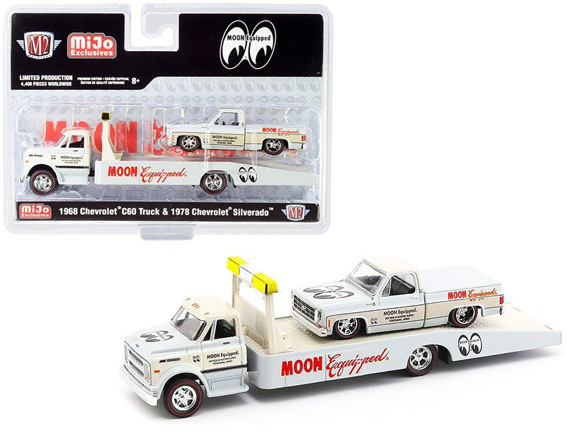 AUTO HAULERS  1968 Chevy C60 & 1978 Chevy Silverado Mooneyes -  M2 1/64  39200 MJS03  -  Passion Diecast 