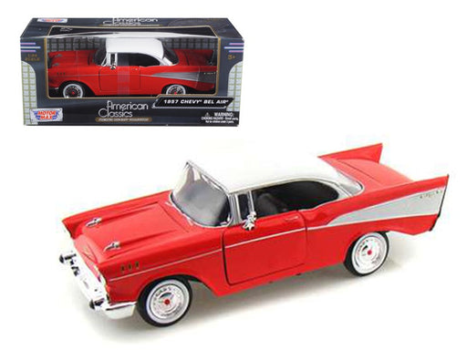 Chevrolet  Bel Air 1957 Red  - Motormax 1/24 73228 RD  - Passion Diecast 