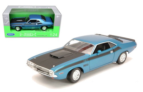 1970 Dodge  Challenger T/A Blue - Welly 1/24 - 24029 BL  - Passion Diecast 